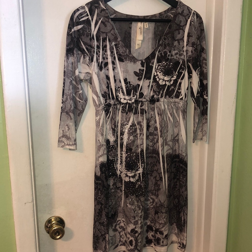 Grey tie dye long sleeve dress